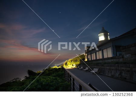 Mihonoseki Lighthouse before dawn in Matsue City, Shimane Prefecture Mihonoseki Lighthouse before dawn in Matsue City, Shimane Prefecture 130252368