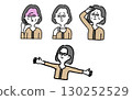 Simple and natural illustrations of middle-aged women's worries, anemia, dizziness 130252529