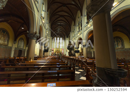 Jakarta, Indonesia - Mar 29,2024 : Interior view of Jakarta Cathedral in Jakarta, Indonesia on Mar 29,2024. 130252594