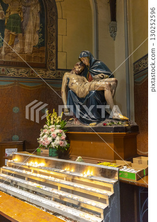 Jakarta, Indonesia - Mar 29,2024 : Interior view of Jakarta Cathedral in Jakarta, Indonesia on Mar 29,2024. 130252596