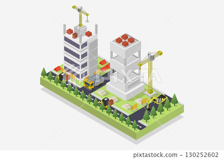 Isometric building under construction Isometric building under construction 130252602