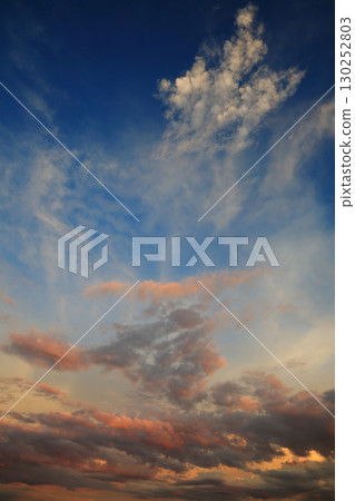 像鳥翼一樣的雲朵在清晨天空美麗的漸變中蔓延 130252803