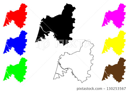 Sakata city (Japan, Nihon-koku or Nippon-koku, Tohoku region) map vector illustration, scribble sketch Sakata-shi map Sakata city (Japan, Nihon-koku or Nippon-koku, Tohoku region) map vector illustration, scribble sketch Sakata-shi map 130253567