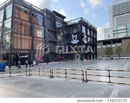 Bangkok, Thailand - Feb 12, 2023 : Empty street in the morning of Siam Square in Bangkok, Thailand on Feb 12, 2023. Siam Square is a shopping and entertainment area in Bangkok. 130253570