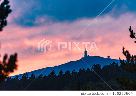 Sunset over Mont Ventoux, mountain in Provence, France. 130253604