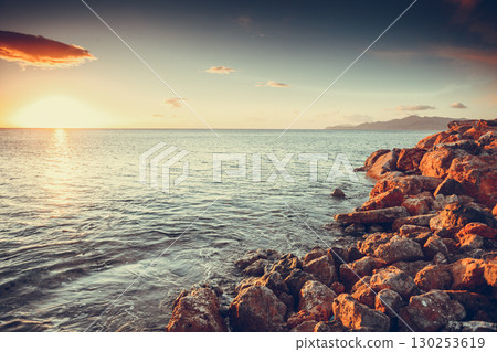 Sea next to rock coastline Sea next to rock coastline 130253619