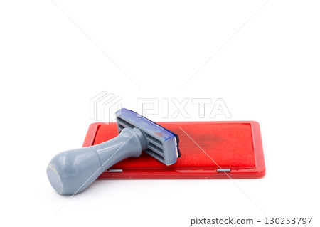 The stamp symbol is placed on a white background. The stamp symbol is placed on a white background. 130253797