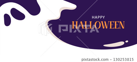 halloween background, banner. Happy Halloween illustration with ghosts halloween background, banner. Happy Halloween illustration with ghosts 130253815