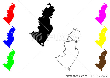 Yaizu city (Japan, Nihon-koku or Nippon-koku, Chubu region) map vector illustration, scribble sketch Yaizu-shi map 130253827