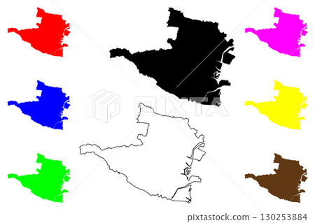 Yokkaichi city (Japan, Nihon-koku or Nippon-koku, Kansai region) map vector illustration, scribble sketch Yokkaichi-shi map 130253884