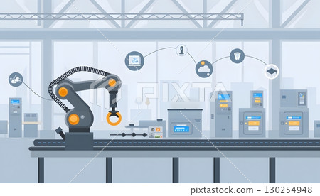 Modern Robotics Automated Manufacturing Process in Industrial Environment 130254948