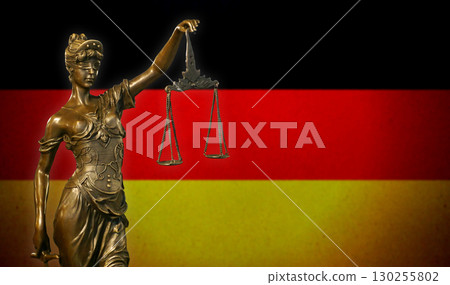 Lady Justice before a flag of Germany 130255802