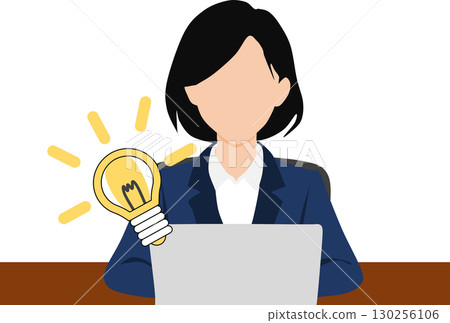 Illustration of a businesswoman with an idea Illustration of a businesswoman with an idea 130256106