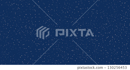 Dark blue background with small white dots resembling stars in the night sky. Minimal seamless pattern. Space and astronomy concept. Vector illustration. 130256453