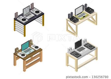 Isometric DJ table 130256780