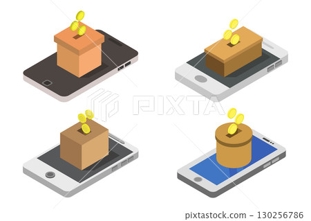 Donate money online isometric Donate money online isometric 130256786
