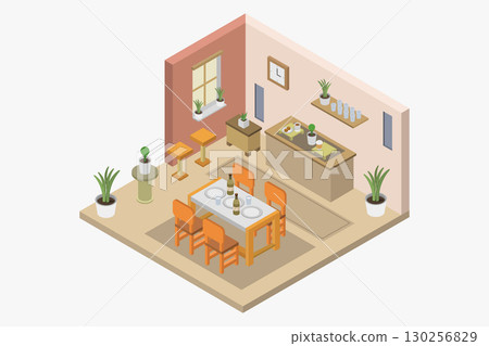 Isometric kitchen room 130256829