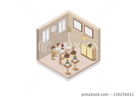 Isometric kitchen room 130256831