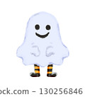 Cute ghost illustration with face and legs Halloween character 130256846