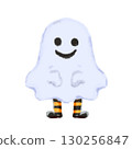 Cute ghost illustration with face and legs Halloween character 130256847