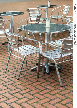 Outdoor restaurant coffee open air cafe chairs with table. Outdoor restaurant coffee open air cafe chairs with table. 130257057