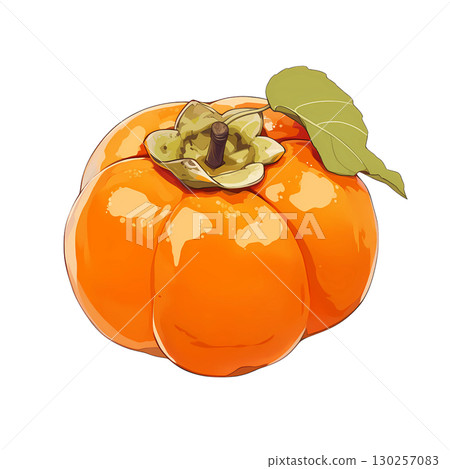 Autumn taste, persimmon watercolor illustration 130257083