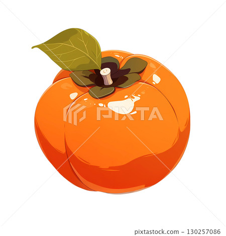 Autumn taste, persimmon watercolor illustration 130257086