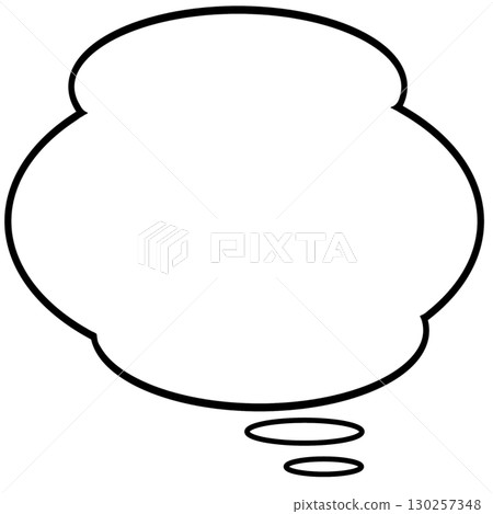 White-painted cloud-shaped speech bubble illustration material that can be used for thinking and talking to yourself 130257348
