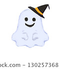 Halloween ghost with witch hat, mouth and no legs 130257368