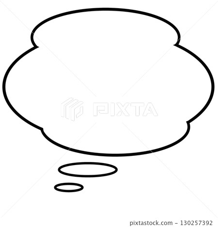 White-painted cloud-shaped speech bubble illustration material that can be used for thinking and talking to yourself 130257392
