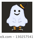 Halloween ghost with witch hat, mouth and legs 130257541
