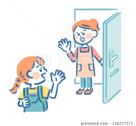 Mother watching children 130257573