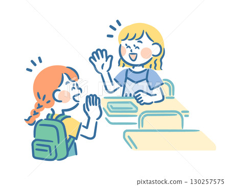 Children greeting in the classroom Children greeting in English 130257575