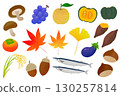 Autumn ingredients, autumn flavors and nature, hand-drawn style 130257814