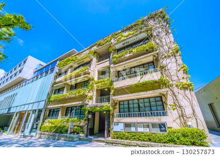 日本東京城市景觀：綠樹環繞…可欣賞表參道山、同潤館等景色。 130257873