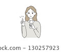 A woman watching a smartphone with a smile 130257923