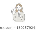 A woman who operates a smartphone with a smile 130257924