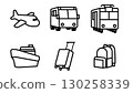 旅行圖標集（飛機、火車、巴士、船、攜帶、背包） 130258339