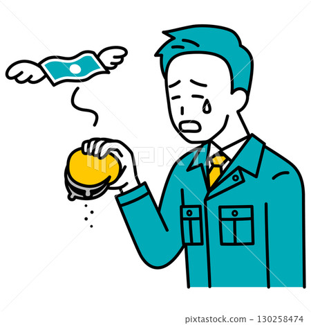 A male worker laments lack of money 130258474