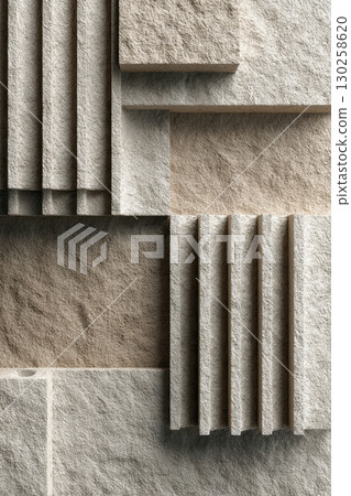 Geometric stone wall texture with relief pattern Geometric stone wall texture with relief pattern 130258620