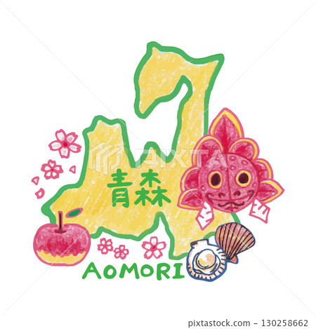 A cute and relaxed icon illustration of Aomori prefecture 130258662