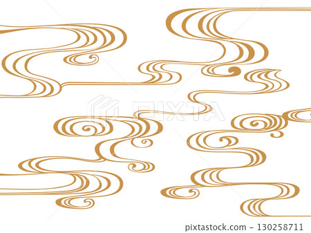 傳統日式圖案背景素材。日式圖案素材。流水紋，流水，水。 130258711