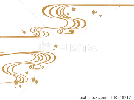 Traditional Japanese pattern background material. Japanese pattern material. Flowing water pattern, flowing water, water. 130258717
