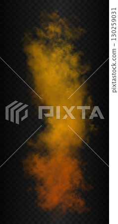 Vertical gradient yellow, orange and red colors fire smoke cloud. Vector realistic blaze, flame or 130259031