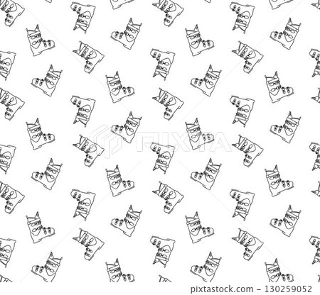 Vector seamless pattern with winter ski boots. Graphic line background for use in design, web site, packing, textile, fabric 130259052