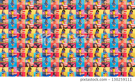 Infinite mosaic of people with a United States national flag Infinite mosaic of people with a United States national flag 130259111