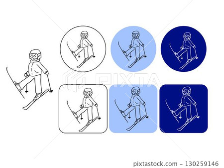 Illustration vector graphic line of Skier logo icon. Perfect for sign, symbols, profiles, skier logo, etc. Unique and simple vector design. 130259146