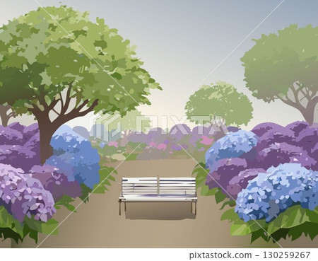 Hydrangea and landscape 130259267