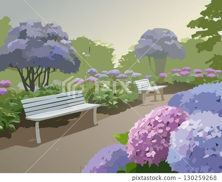 Hydrangea and landscape 130259268