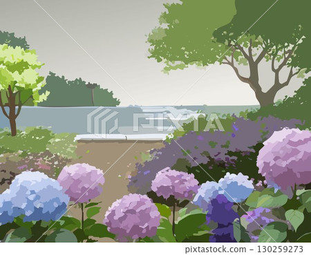 繡球花和風景 130259273